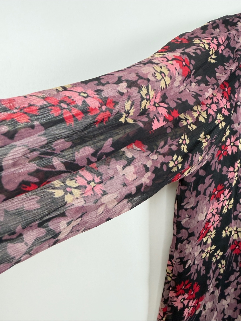 Polo Ralph Lauren Floral Long Sleeve Buttonup Blouse Small Black Pink - Picture 3 of 9